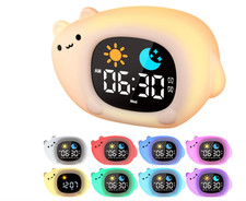 Sveglia educativa per bambini a forma di gatto , in silicone con led per la nott