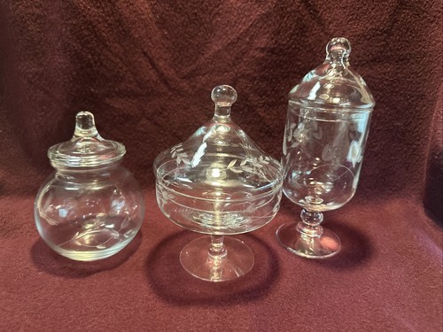 Clear glass apothecary jars - glass,