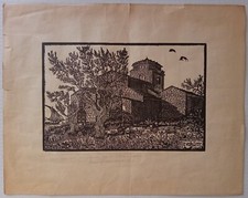 Bruno da Osimo Xilografia Beata solitudo 40,5x32 cm Con dedica e firma a matita