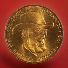 Medaglia 100 anni Carl Hagenbeck, Amburgo-Stellingen, 1848-19481948-40 mm