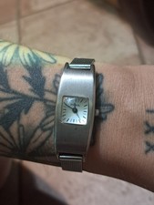 Fossil Watch Women Silver Stainless Steel Mesh Battery Water Resist White Quartz