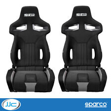 2 x Sparco R333 Sedili Sdraiali, Tessuto Nero con Cuciture Grigie, Base Montata