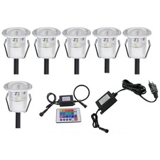 6 Pezzi Faretto Da Incasso Led Rgbw Impermeabile Ip67 Luce Patio Giardino 1w_