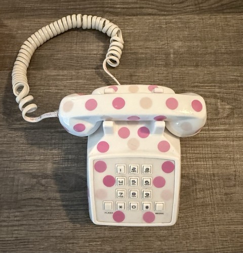 Telefono fisso rosa pois - rosa,