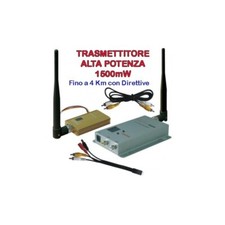 TRASMETTITORE ALTA POTENZA TX+RX 1500mW VIDEO e AUDIO oltre 5 Km