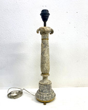 ANTICA BASE LAMPADA da TAVOLO COLONNA MARMO BIANCO DECORO PALMETTE Impero '800