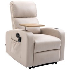 HOMCOM Poltrona Relax Reclinabile con Poggiapiedi e Telecomando Beige