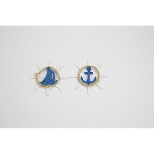12x timone legno con ancora - timone,