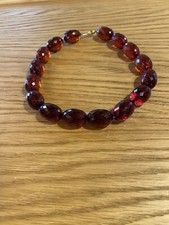 90 Gram Grammi G Ciliegia Ambra Bachelite Vintage Collana Perle Sfaccettata Oro