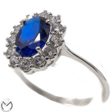 Anello in oro bianco 18 Kt 750 zaffiro zirconi -393/ST-