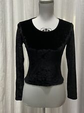 MAGLIA IN TESSUTO TIPO VELLUTO ELASTICIZZATO MANICA LUNGA NERA