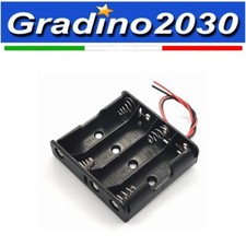 Contenitore Porta Batteria Stilo 4x AA con Fili, per Applicazioni Elettroniche