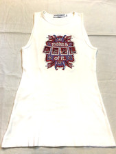 Canotta Top DOLCE E GABBANA donna taglia 40 cotone elastam e strass vintage
