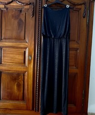 Abito Lungo Da Sera Donna Lurex Nero Applicazioni Gioiello L U.S. 12 Come Nuovo