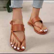 sandali bassi eleganti comodi pelle sintetica cuoio beige marrone 1050