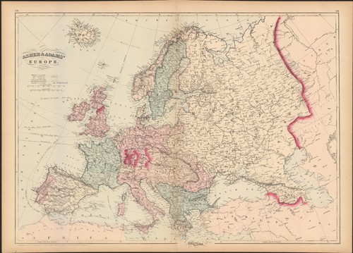 Mappa antica europa asher - antica, &