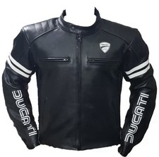 GIACCA NERA DUCATI MOTO PELLE RACING ARMATURA PROTETTA CE OMOLOGATA UOMO BIKER