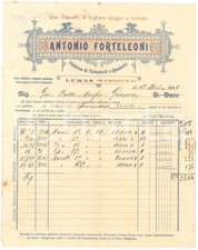 1906 LURAS (SS) Antonio FORTELEONI Fabbrica di turaccioli e quadretti - Fattura
