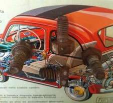 FIAT 500 F QUATTRO BULLONI RUOTA USATI ED ORIGINALI DELL' EPOCA (540)