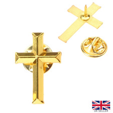 Gold Cross Pin Badge Jesus
