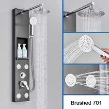 Pannello Doccia in Nichel Spazzolato Colonna Soffione Doccia a Pioggia E Cascata