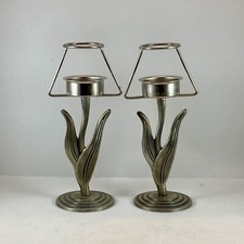 Set 2 lampade candela fiore tulipano tealight vintage Brassbell Co anni 90 senza paralume