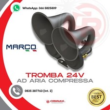 Avvisatore Tromba Aria Compressa Marco 24V 2 Suoni Alternati intervallati Camion