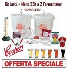 KIT DI FERMENTAZIONE BIRRA "LARIX" COOPERS+MALTO X 23LT+2 FERMENTATORI COMPLETO.