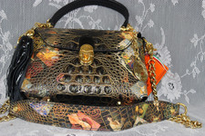 Marino Orlandi Croc pelle goffrata con foto boxy bag, imbracatura, borsetta - Nuovo con etichette