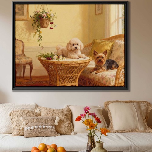 Dipinto olio cane opera - , d'arte