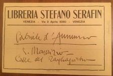 Etichetta autografa di Gabriele D'Annunzio