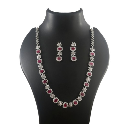 Lungo neckles orecchino set - cz,
