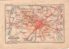 Piccola carta geografica antica CITTA' DI BERGAMO scuola elementare 1907 Old map