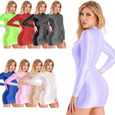 Mini abito donna lucido manica