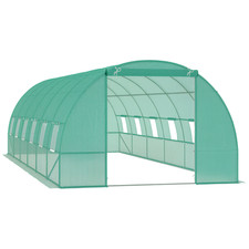 Outsunny Serra a Tunnel da Giardino 8x3x2 m con Tetto Arrotondato in PE Verde