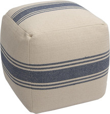 Cream pouf with blue - cream,