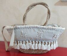 Borsa di Paglia con doppio manico e tracolla Beige Large NUOVO SENZA CARTELLINO