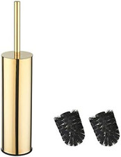 Porta Scopino Rotondo in Acciaio Inox 304 Lungo Con Supporto per WC (Oro)