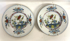 COPPIA PIATTO CERAMICA FAENZA EPOCA 1700 DIPINTO GAROFANO FIORI FLOREALE ø 28 cm