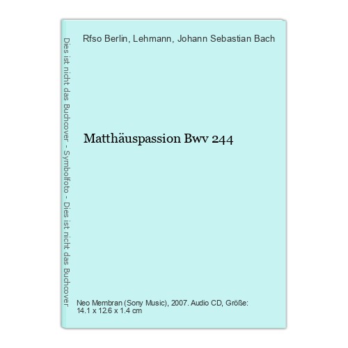 Matthäuspassion bwv 244 - matthäuspassion,