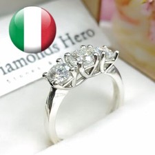 Anello trilogy Diamante in Moissanite certificato 1.5ct D VVS1 ring diamond
