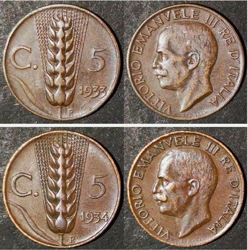 Centesimi spiga 1933 1934 - 5,