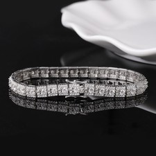 Bracciale Tennis Moissanite Tondo Completo 3mm Catena Argento Sterling 925 Hip Hop GRA