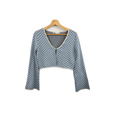 Maglia jacquard Zara media blu chiaro stampa geometrica manica svasata festival