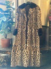 Pelliccia Leopardo Da Allevamento lunga con collo e polsi in castoro nero - Fur