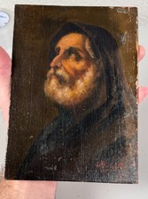 Antico dipinto olio Luca Giordano San Francesco Paola italiano XIX secolo