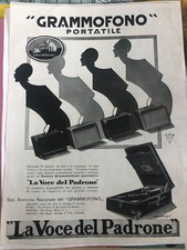 Pubblicità epoca reclame foglio piena pagina intera Voce del Padrone Grammofono
