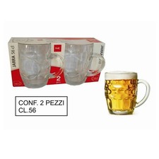 SET 2 PEZZI BROCCA BICCHIERI BOCCALI BIRRA IN VETRO CLASSICO 56 CL CON MANICO