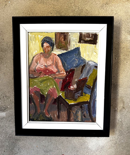 Quadro modernista olio tela - olio,