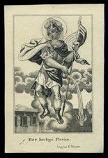 santino incisione 1800 S.FLORIANO DI LORCH M.